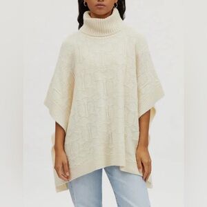 COACH signature wool turtleneck PONCHO sweater knit size XS/S NEW rare